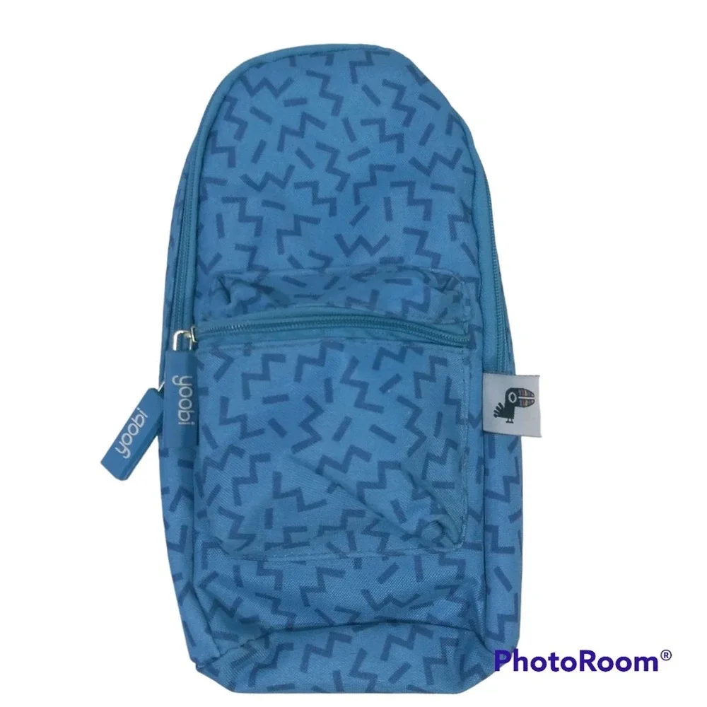 YOOBI Pencil Case Backpack Blue Zig Zag Pattern